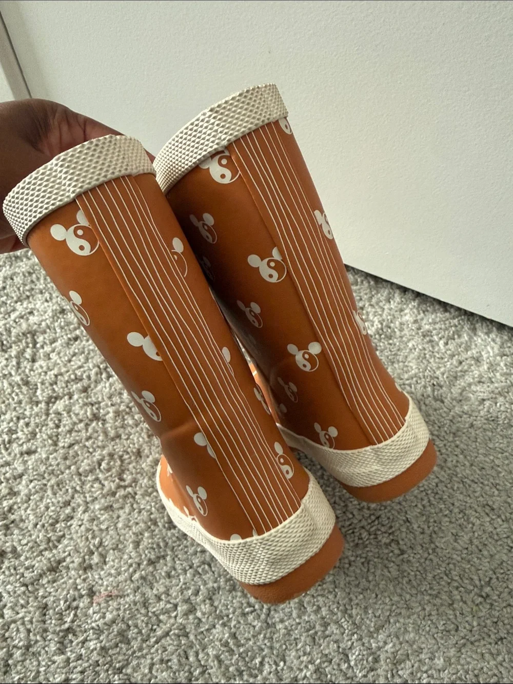 Toddler Waterproof Pumpkin Mickey-Print Rain Boots by Magical Mamas